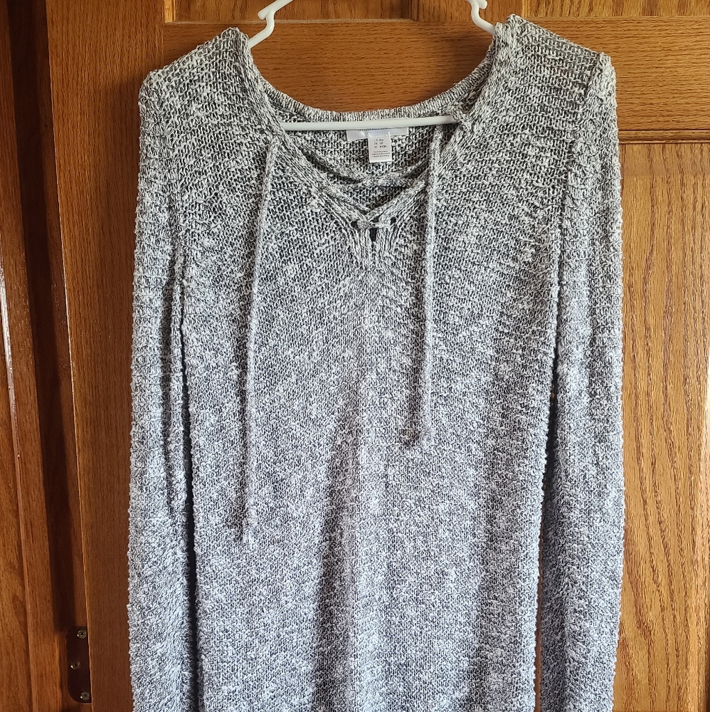 Grey and coral sweater, pumpkin smuggler shirt
